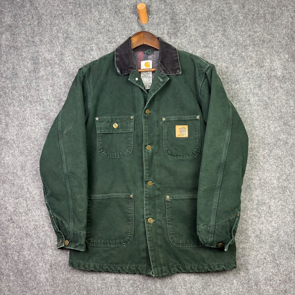 Carhartt Chore Coat Mens Small Spruce Green C02 Duck Canvas Blanket Lined USA